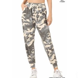Zenana French Terry Camo Joggers/ Loungewear